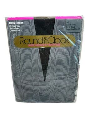 Round The Clock Control Top Ultra Sheer Radiance Pantyhose Sz B Bit O Black 147